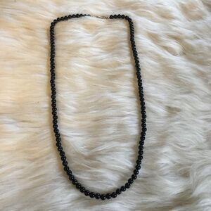Black beaded necklace simple minimal 25”